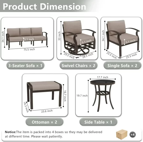 Aluminum Patio Furniture Set  Outdoor Furniture Patio Sectional Sofas Patio - Image 11