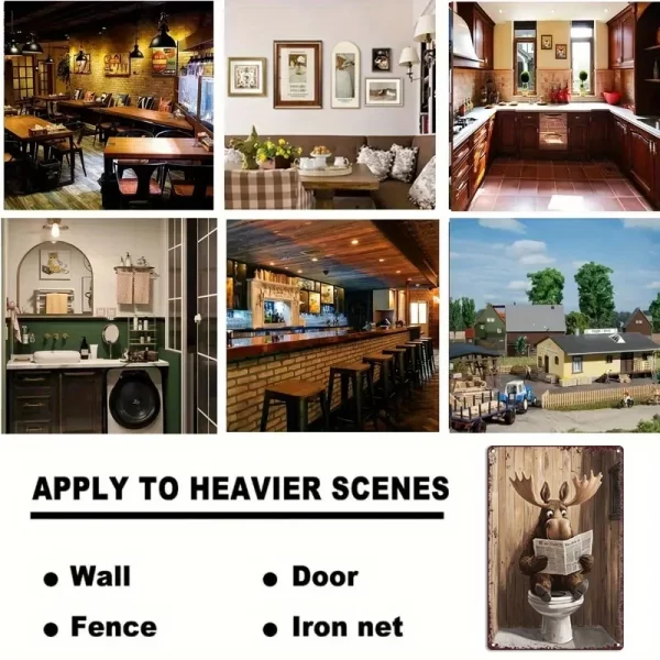 Rustic Moose Metal Sign - 8"x12" Vintage Tin Wall Art for Kitchen, Bathroom & Pub Decor - Image 3