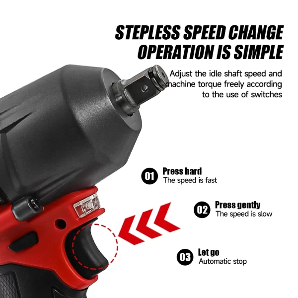 M-WALK Electric Impact Wrench 1300N. Power Wrench For 18V Milwaukee Battery Pin - Image 5