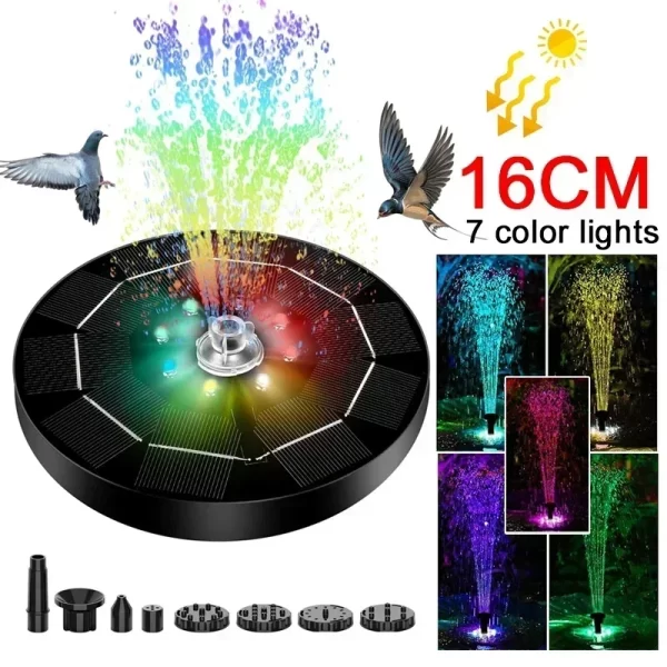 Fountain Light 7 Colors LED Light Solar Fountain Light Rotating Fountain