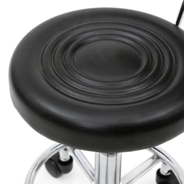 Round Shape Adjustable Salon Stool with Back and Line Black - Image 3