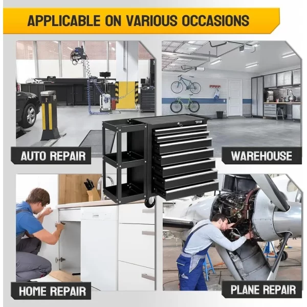 Rolling Tool Chest Tool Box with 7 Drawers & Wheels & Drawer Liners for Garage - Image 3