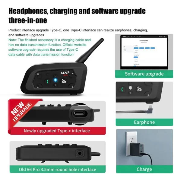 EJEAS Only Official Oversea Store V6PRO+ Motorcycle Intercom Helmet Bluetooth5.1 - Image 3