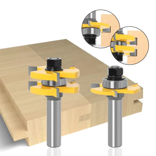 2PCS  1-7/8" T&G ASSEMBLY 3 Teeth Tenon Square Tooth Floor Splicing Cutter Router Bits - Image 15