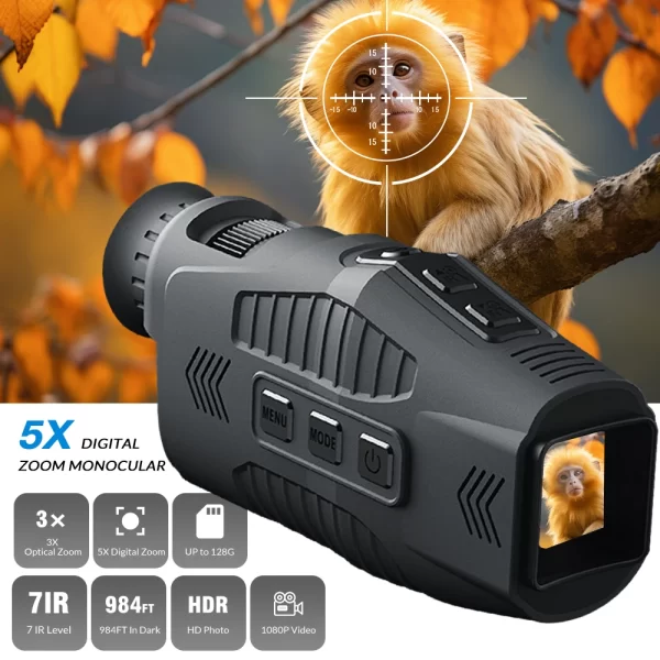 1080P Night Vision Monocular 5x Digital Zoom Goggles Infrared Telescope Mini Pocket Binoculars