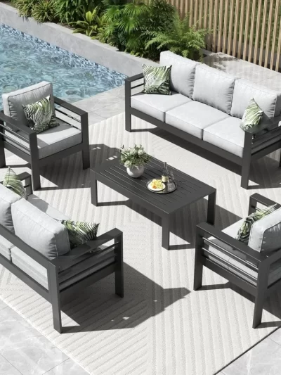 5 Pieces Modern Aluminum Patio Furniture Set