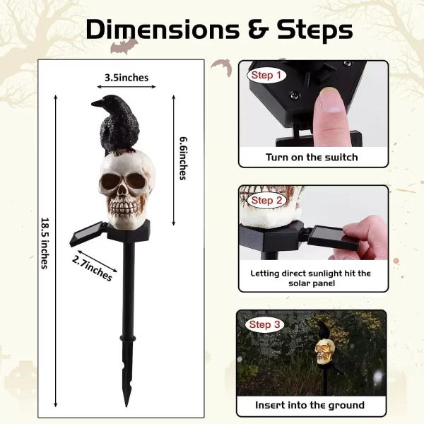 Halloween Crow Skull Outdoor Solar Light - Image 12