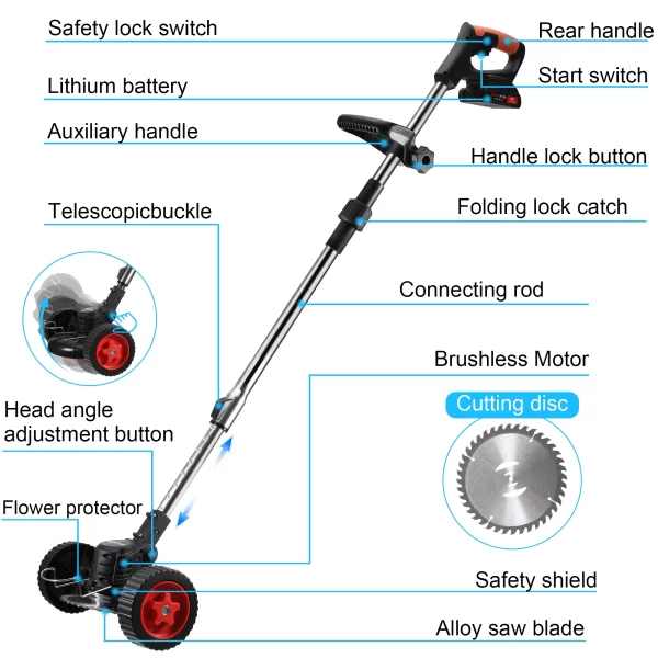 Foldable Grass Trimmer 21V 1300mAh Efficient And Durable Electric Mower - Image 4