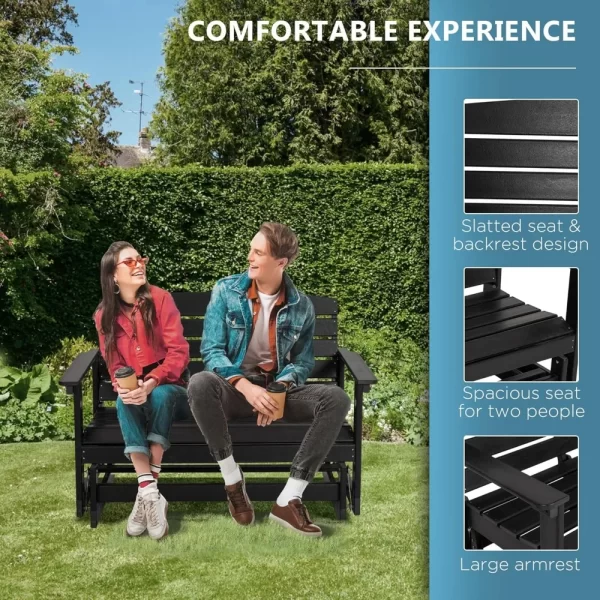 2-Person Outdoor Glider Bench Patio Double Swing Rocking Chair - Image 4