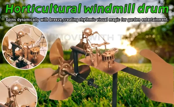 2025 New Metal Drummer Windmill Statue - Image 13