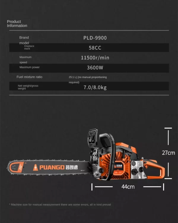 Powerful Gasoline Chainsaw for Tree Cutting with 4-Stroke Engine and Handheld Design C - Image 19
