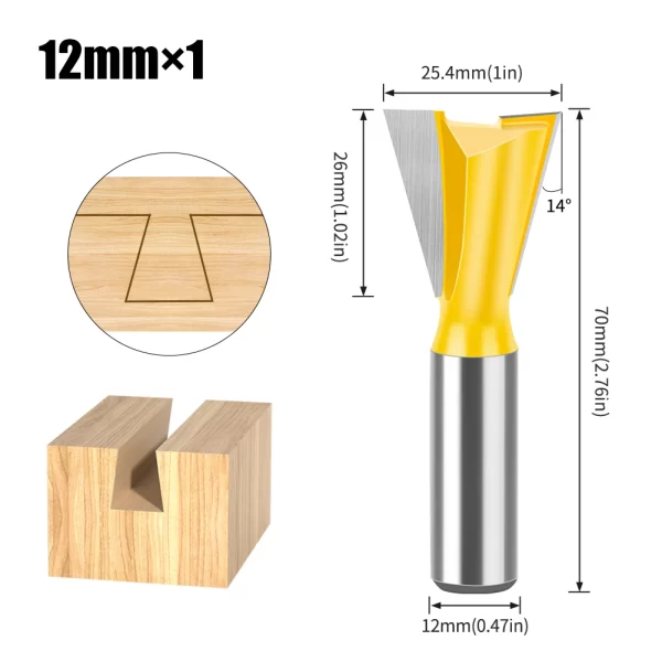 1Pcs 6mm 12mm Shank Dovetail Joint Router Bits Set Dovetail Joint Router Bits Set - Image 17