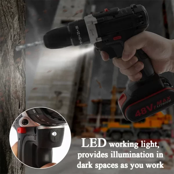 Gisam 88VF Electric Impact Drill Cordless Electric Screwdriver Drill Rechargeable Lithium Battery 2 Speeds Household Power Tools - Image 10