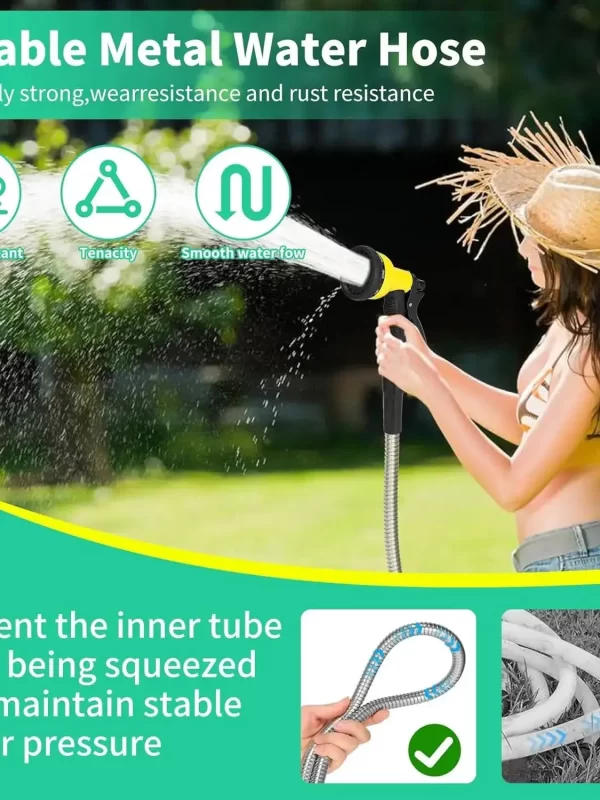 100FT Garden Hose with 10 Function Nozzle Flexible, Lightweight, No-Kink - Image 5