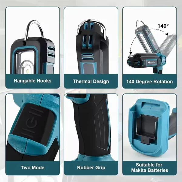 Electric Goddess Cordless Lighting Light Portable Flashlight Outdoor LED Camping Tool Adapted Makita/Dewalt/Milwaukee Battery ﻿ - Image 3