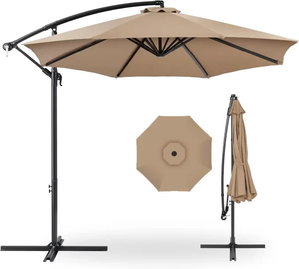 10ft Offset Hanging Market Patio Umbrella w/Easy Tilt Adjustment, Polyester Shade - Image 13