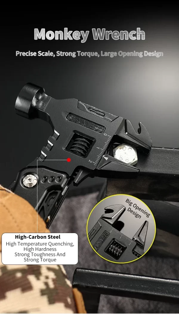 New Multifunctional Wrench Hammer Knife Pliers Survival Tool Stainless Steel Multi-tool Knife - Image 11