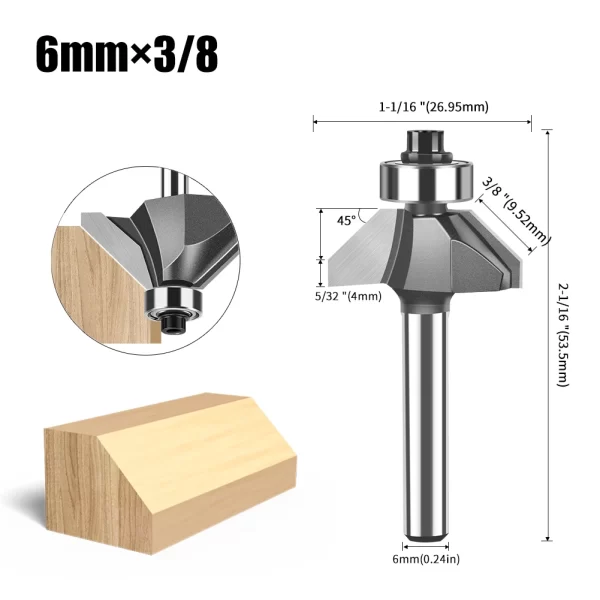 1pc 6mm 12mm Shank 45 Degree Bevel Router Bit Woodworking - Image 13