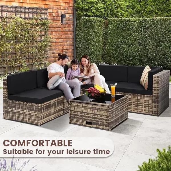 8 Pieces Outdoor Wicker Rattan Patio Furniture Sectional Set - Image 6