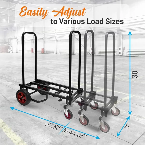 Compact 8-in-1 Folding cart Foldable and Lightweight,  27.52'' to 44.25'' - Pyle PKEQ48 - Image 2