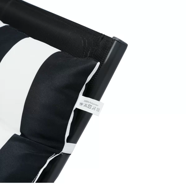 2PCS Set Outdoor Lounge Chair Chaise Lounge Cushion-BLACK-WHITE - Image 12