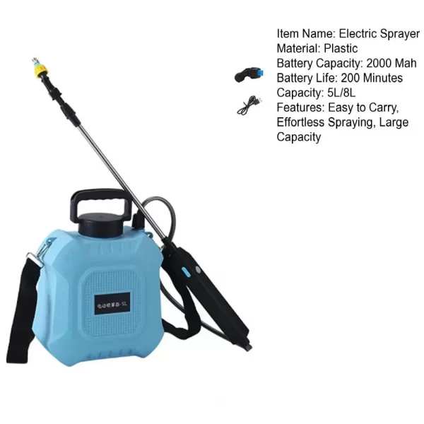 5L/8L Garden Electric Sprayer Backpack Sprayer with Shoulder Strap Telescopic Wand 2 Nozzles Battery Powered Sprayer - Image 19