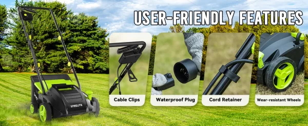 Deli 2-in-1 Electric Dethatcher & Scarifier, 13-Inch 12-Amp Powered Lawn Tool - Image 13