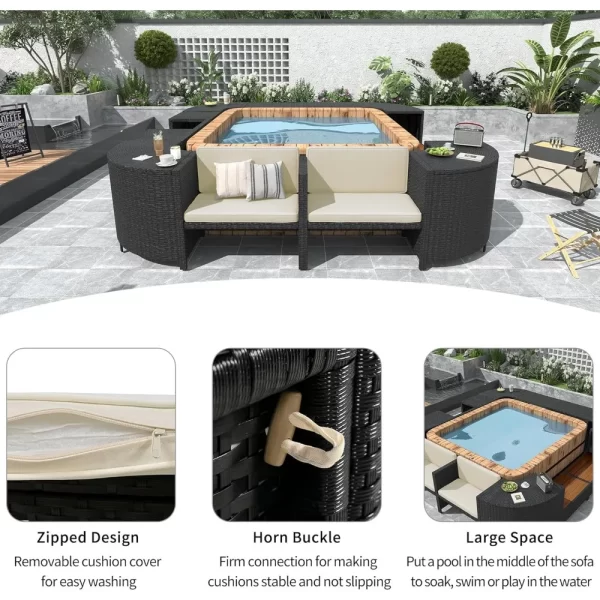 Patio Furniture Set, Spa Surround Outdoor Rattan Sofa Set - Image 4