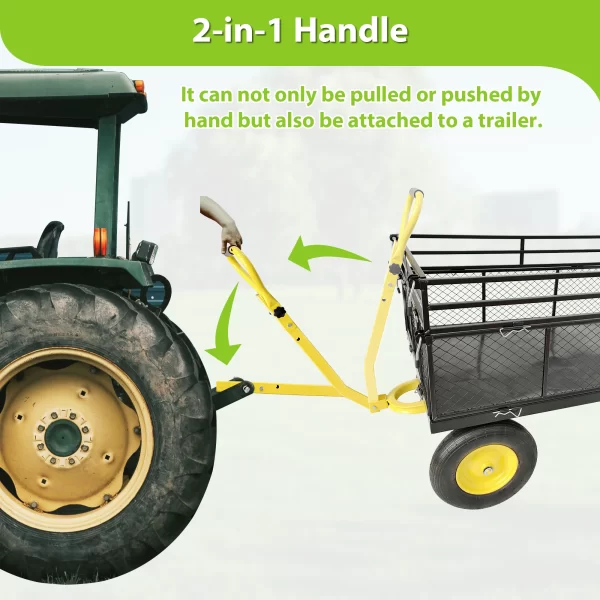 LZBEITEM Steel Garden Cart, Heavy Duty 1400 lbs Capacity, with Removable Mesh Sides - Image 7