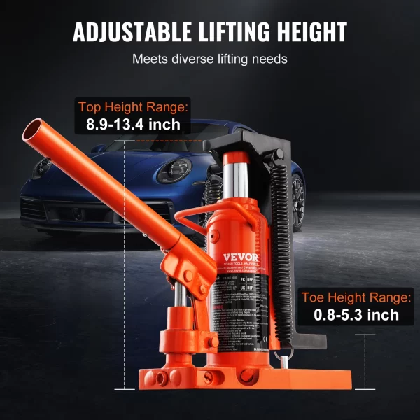 SucceBuy Hydraulic Toe Jack 2.5 Ton On Toe Toe Jack Lift 5 Ton Top Lift Capacity Machine Jack 0.8-5.3 in Toe Height 8.9-13.4 Top - Image 3