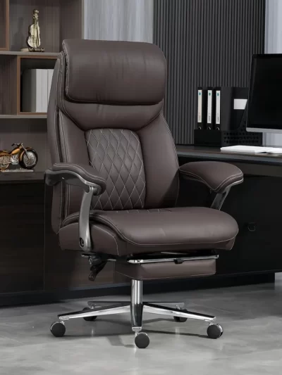 Big and Tall Office Chair 600 lbs Extra Wide Leather Luxury Executive Chair with Retractable Footrest