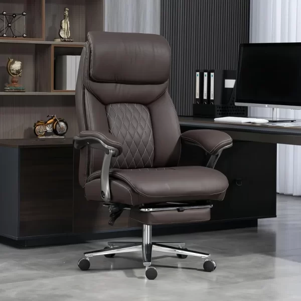 Big and Tall Office Chair 600 lbs Extra Wide Leather Luxury Executive Chair with Retractable Footrest