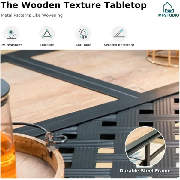Outdoor Patio Dining Table for 6, Rectangular Patio Furniture Table - Image 12