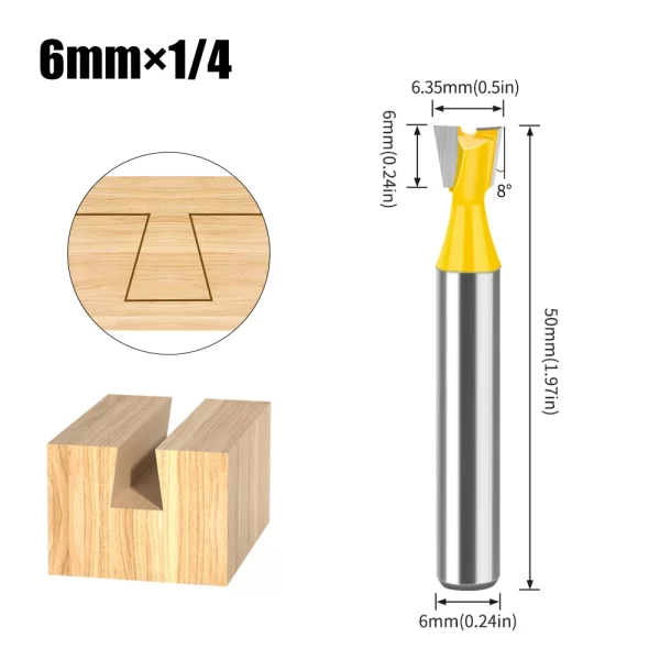 1Pcs 6mm 12mm Shank Dovetail Joint Router Bits Set Dovetail Joint Router Bits Set - Image 24