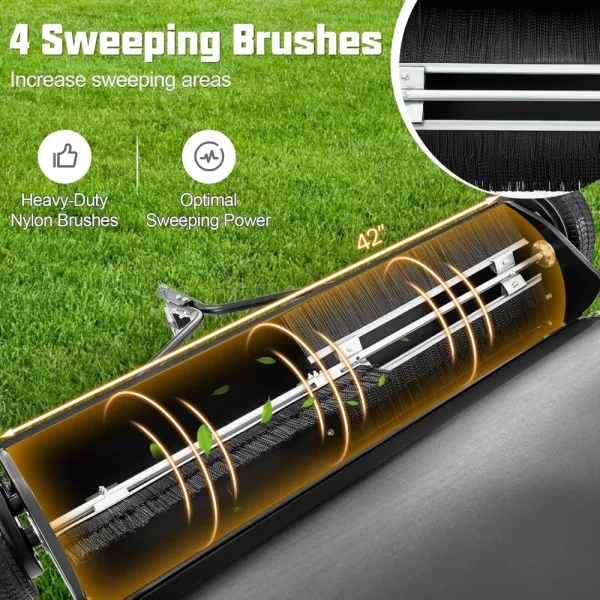 42" Lawn Sweeper Tow Behind, Yard Sweeper w/26Cu.FT - Image 2