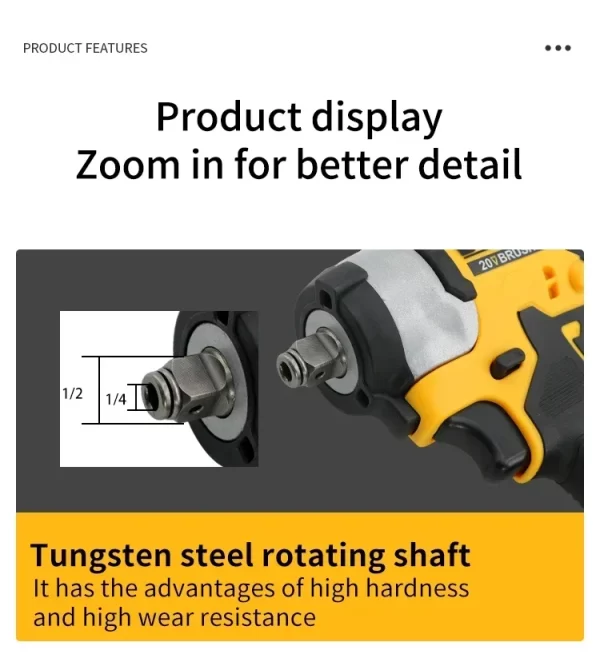 DEWALT DCF922 Wireless Impact Wrench Rechargeable High Torque 406Nm(Reverse) 1/2" 2500 PRM Universal 20V Battery Power Tools - Image 4