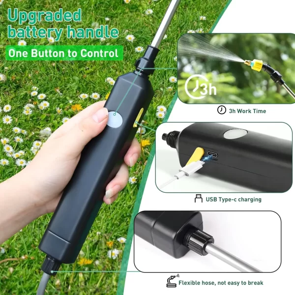 Shoulder Style Electric Sprayer 8L Watering Can With Spray Gun USB Rechargeable - Image 2