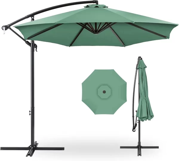 10ft Offset Hanging Market Patio Umbrella w/Easy Tilt Adjustment, Polyester Shade - Image 21