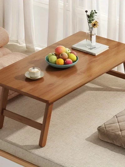 Versatile Foldable Coffee Table - Brown, Bamboo Top