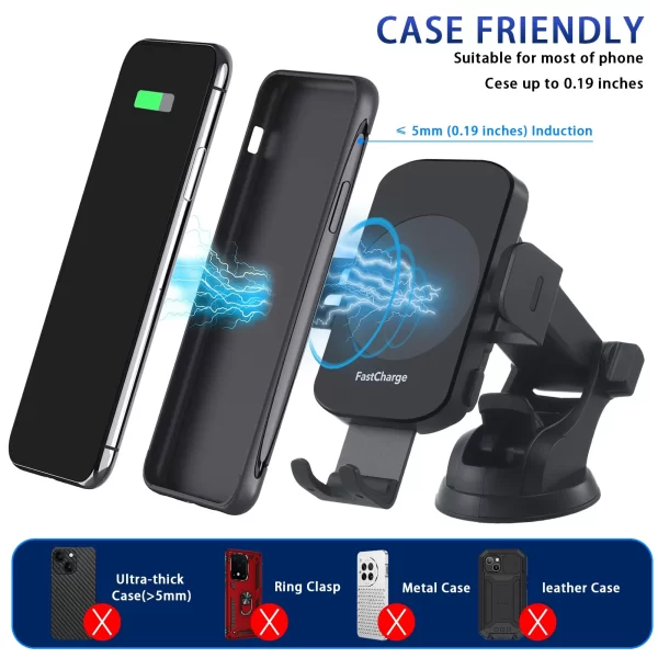Wireless Car Charger, 15W Fast Charging Auto Clamping Car Charger - Image 5