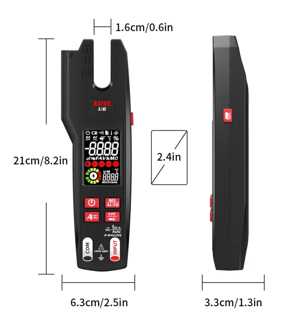 BSIDE U6 Professional Digital Clamp Meter 600A AC DC Pliers Voltmeter Electrical Tester - Image 20
