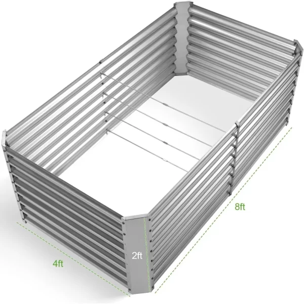 8×4×2 ft Galvanized Raised Garden Bed Kit, Galvanized Planter Raised - Image 3
