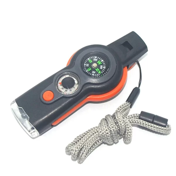7 in 1  Survival Emergency Tool Whistle Compass Thermometer Magnifier Flashlight - Image 7