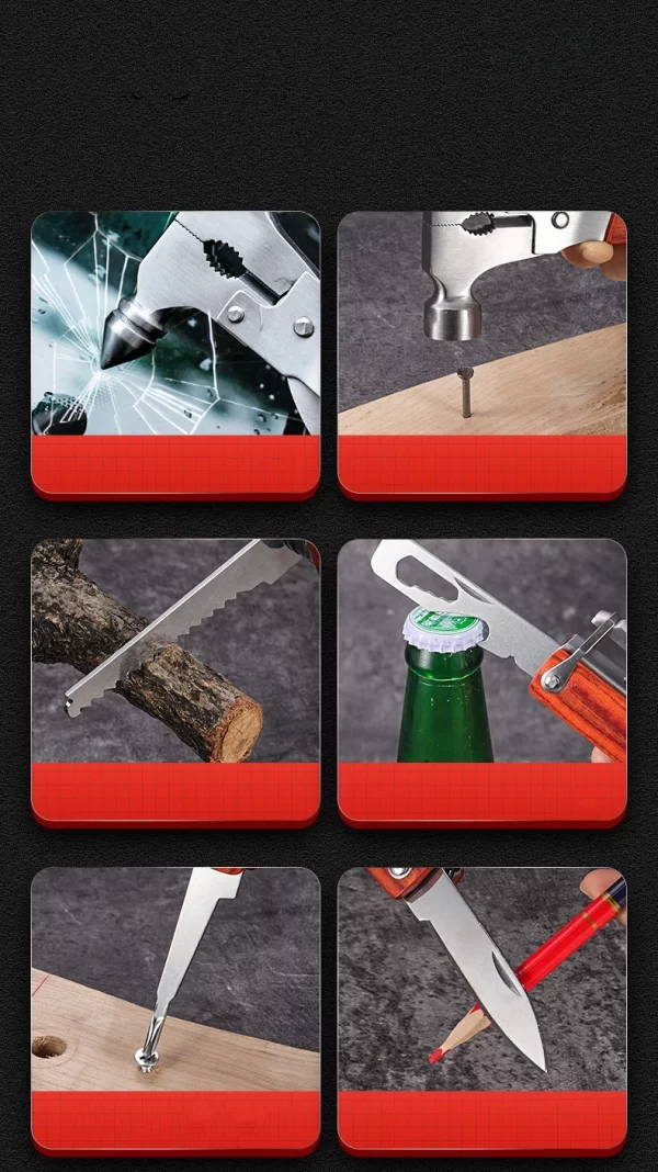 Multitool,Survival  Emergency Escape Tool with Axe,Hammer,Plier,Knife,Bottle Opener - Image 14