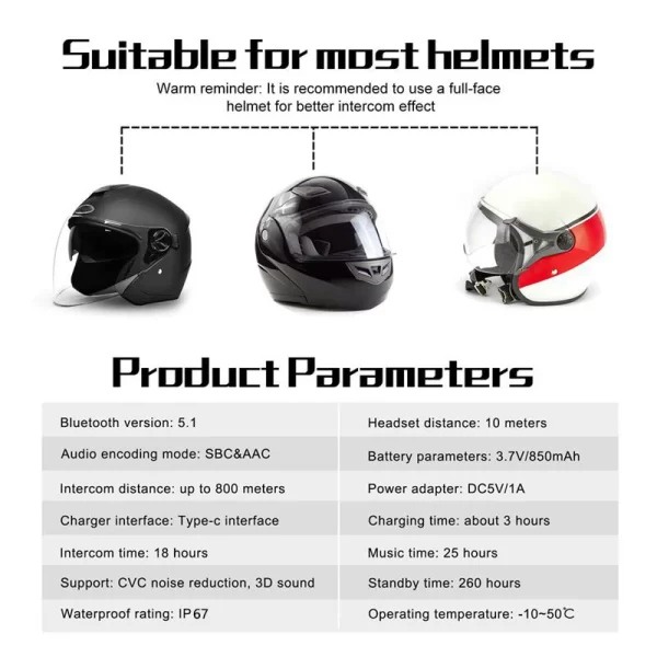 EJEAS Only Official Oversea Store V6PRO+ Motorcycle Intercom Helmet Bluetooth5.1 - Image 13