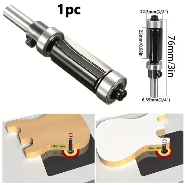 1pc Woodworking Power Tools 1/4'' Shank Top & Bottom Bearing Flush Trim Router Bit - Image 7