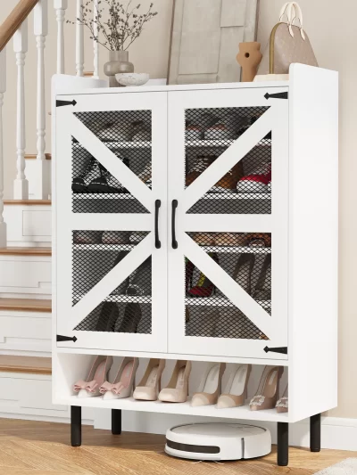 OWNER Shoe Storage Cabinet with Mesh Doors, 6-Tier Shoe Cabinet with Adjustable Shelves