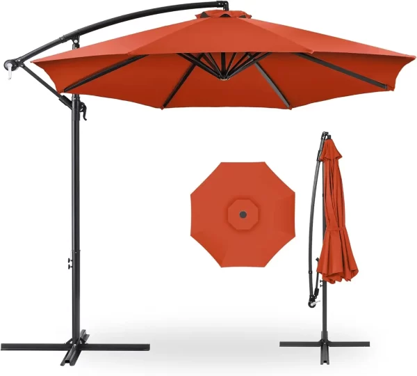 10ft Offset Hanging Market Patio Umbrella w/Easy Tilt Adjustment, Polyester Shade - Image 15