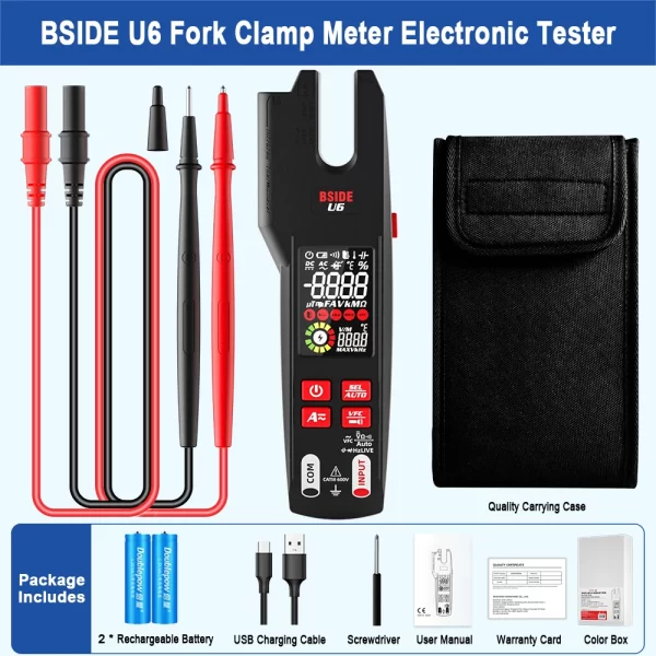 BSIDE U6 Professional Digital Clamp Meter 600A AC DC Pliers Voltmeter Electrical Tester - Image 7