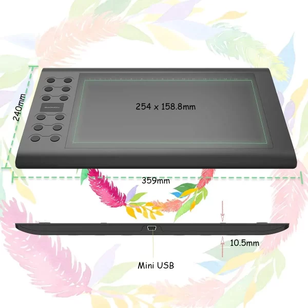 GAOMON M106K PRO 10'' Graphics Drawing Tablet with 8192 Levels Tilt Supported Battery-free Art Stylus for Windows/Mac/Android OS - Image 6